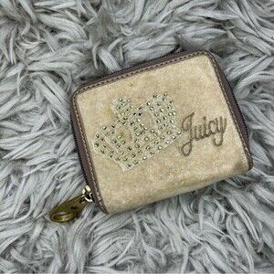 Vintage Juicy Couture Y2K rare tan & brown velour velvet wallet